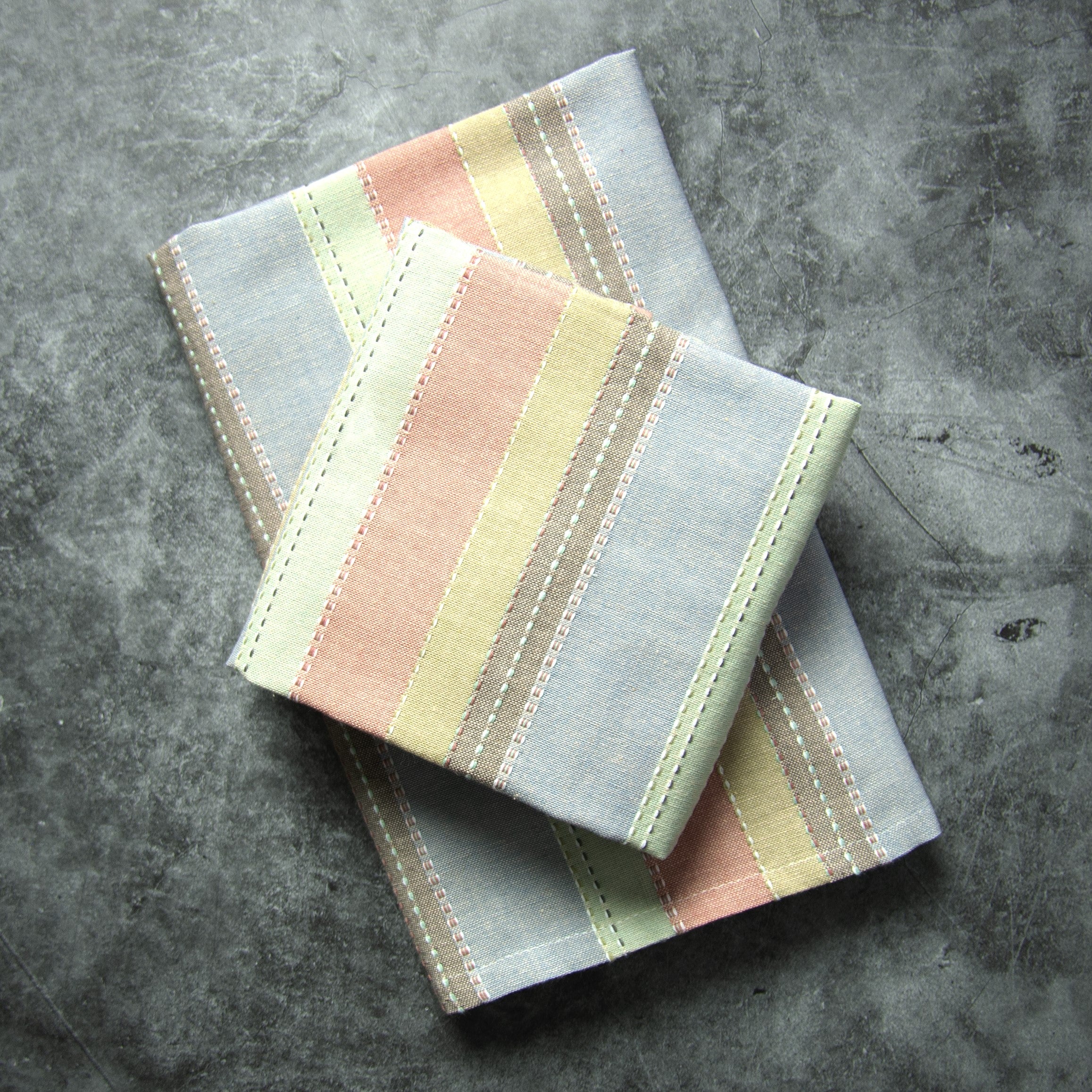 Camini Napkin 22"x23" 100% Cotton, Vat-Dyed, w/ Color Stripes