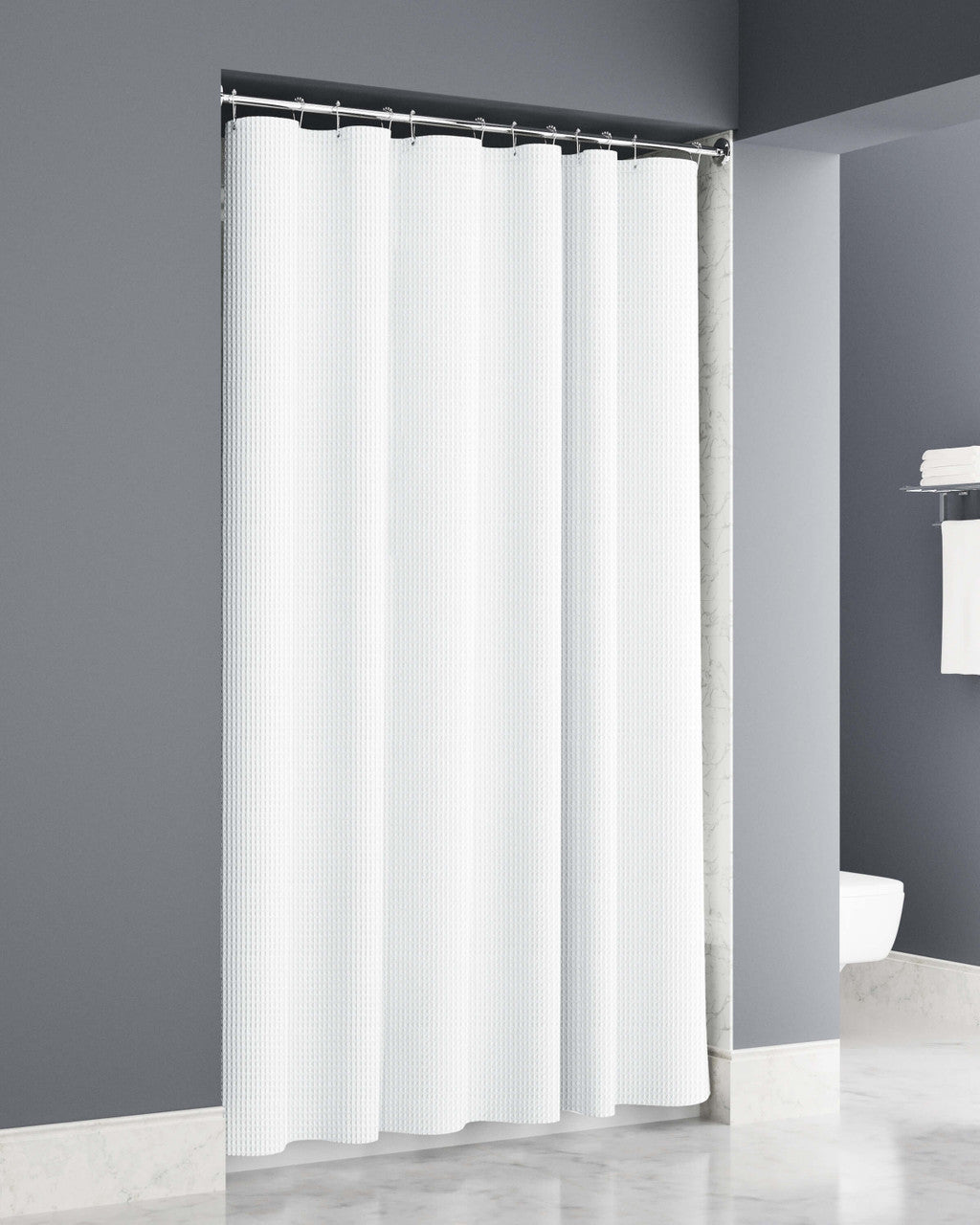 Exto Waffle Regular Curtain 72x72 White Sewn Button
