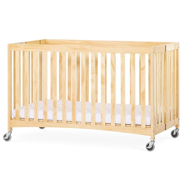 Full-Size Travel Sleeper® Solid Wood Folding Crib w/ Oversized Casters (Foam Mattress)