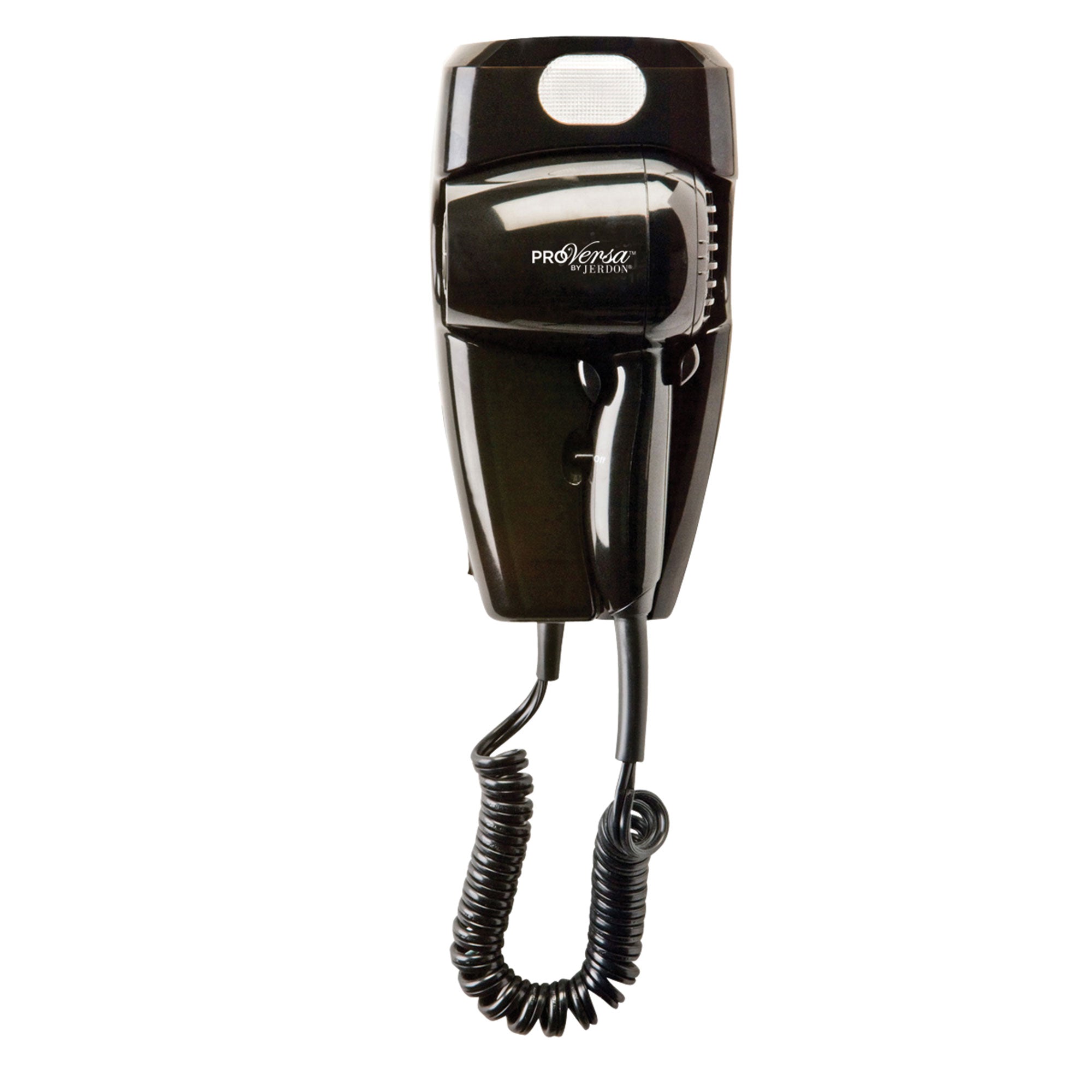 Wall Mount Hair Dryer 1600W, 2 Speeds, 2 Heat Settings, LED Night Light, Black, Auto Off, Plug In