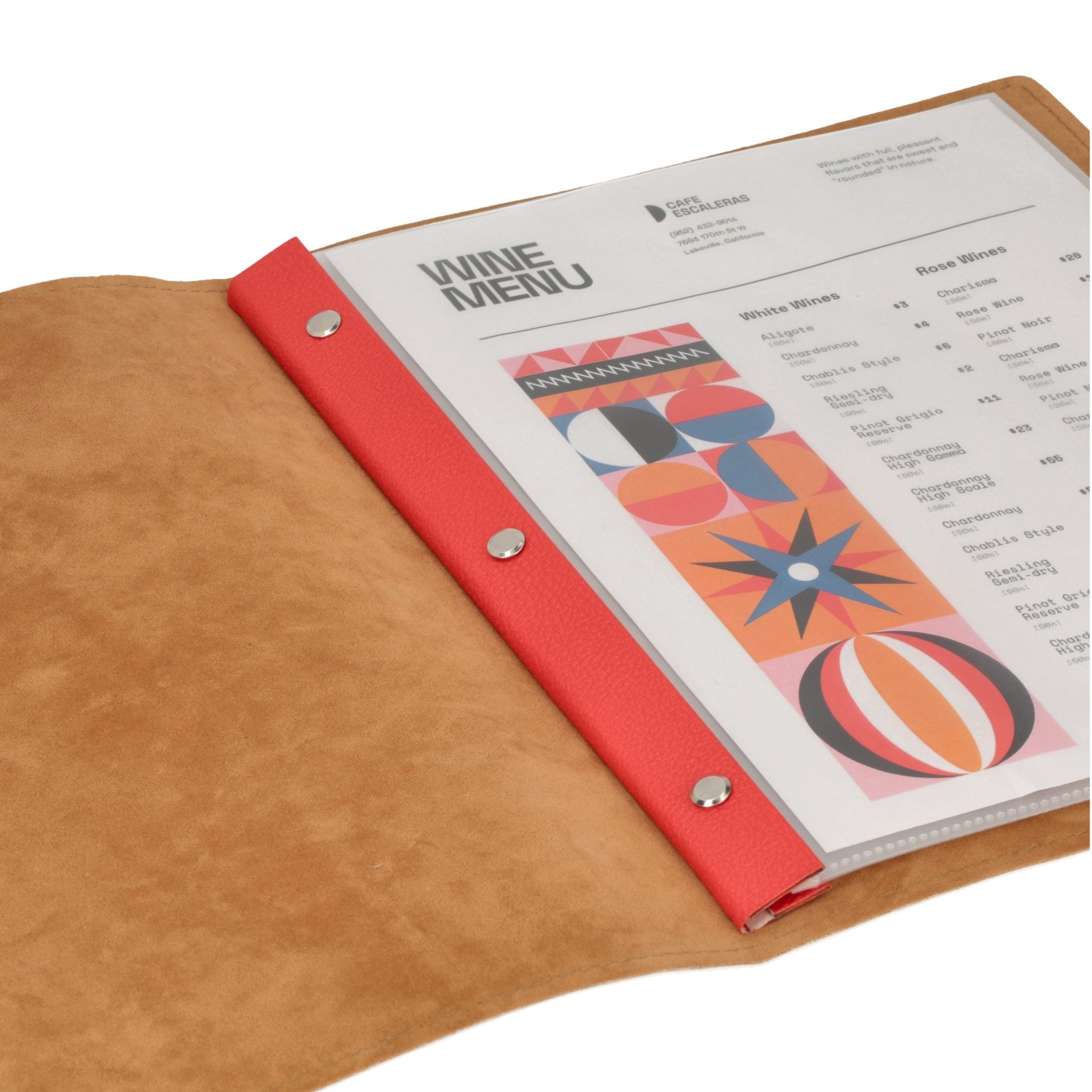 Soft Menu Cover, 8.5"x11" Paper (10 views), Genuine Leather