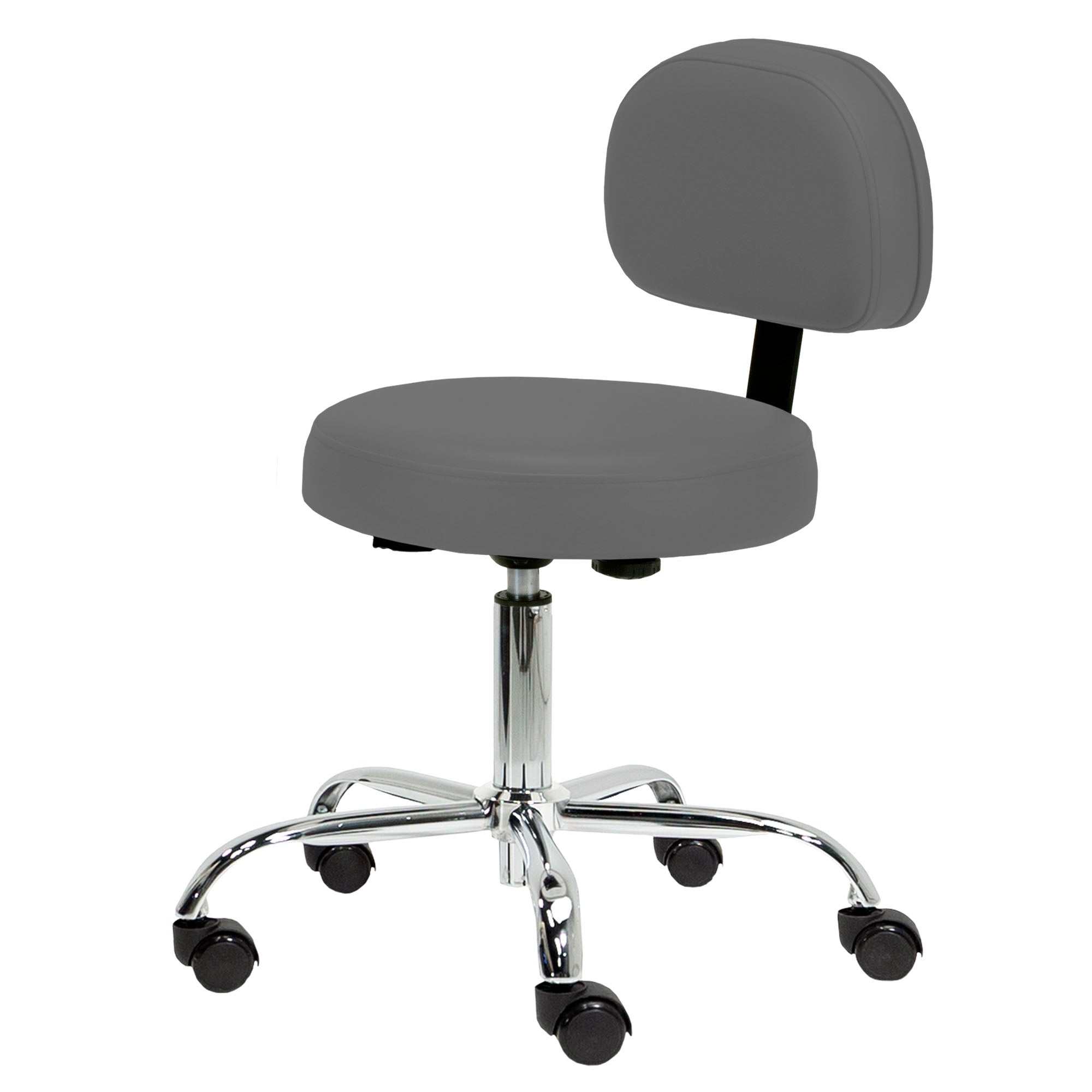 Pneumatic Rolling Stool w/ Back (19-26” / Standard height)