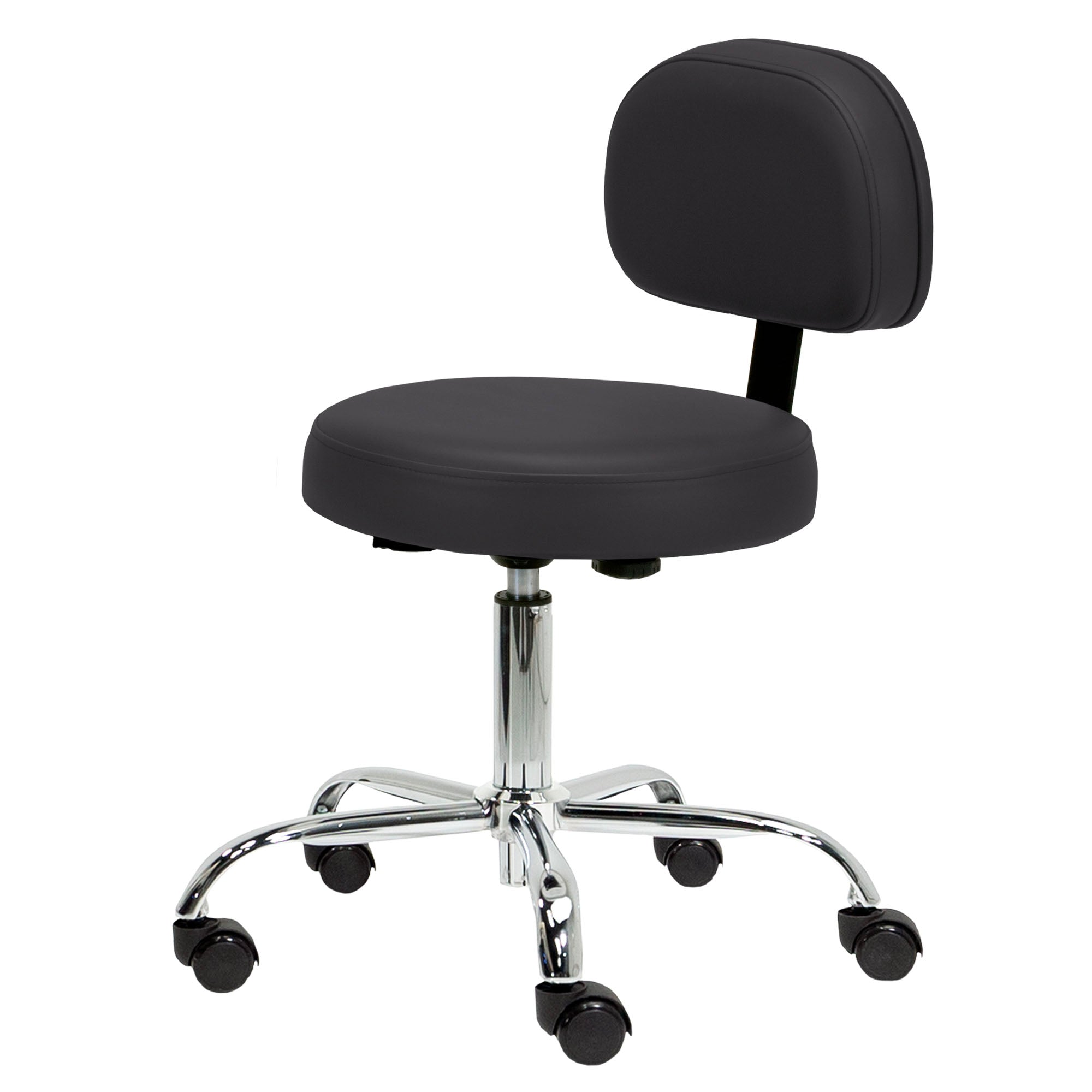 Pneumatic Rolling Stool w/ Back (19-26” / Standard height)