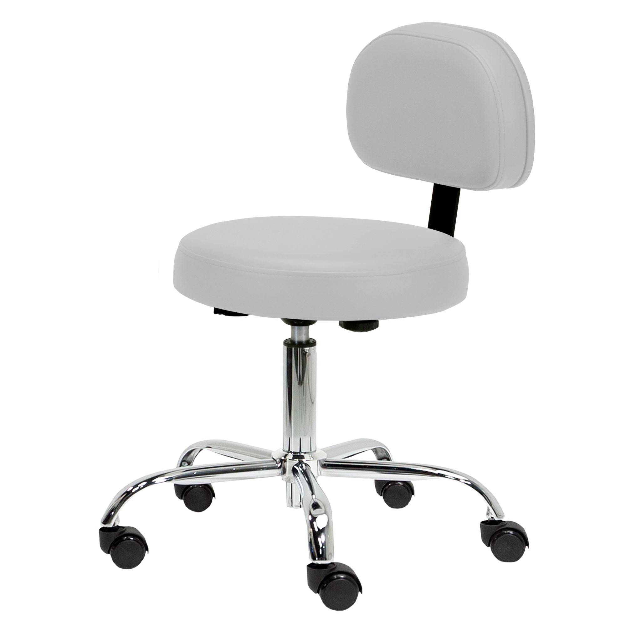 Pneumatic Rolling Stool w/ Back (19-26” / Standard height)