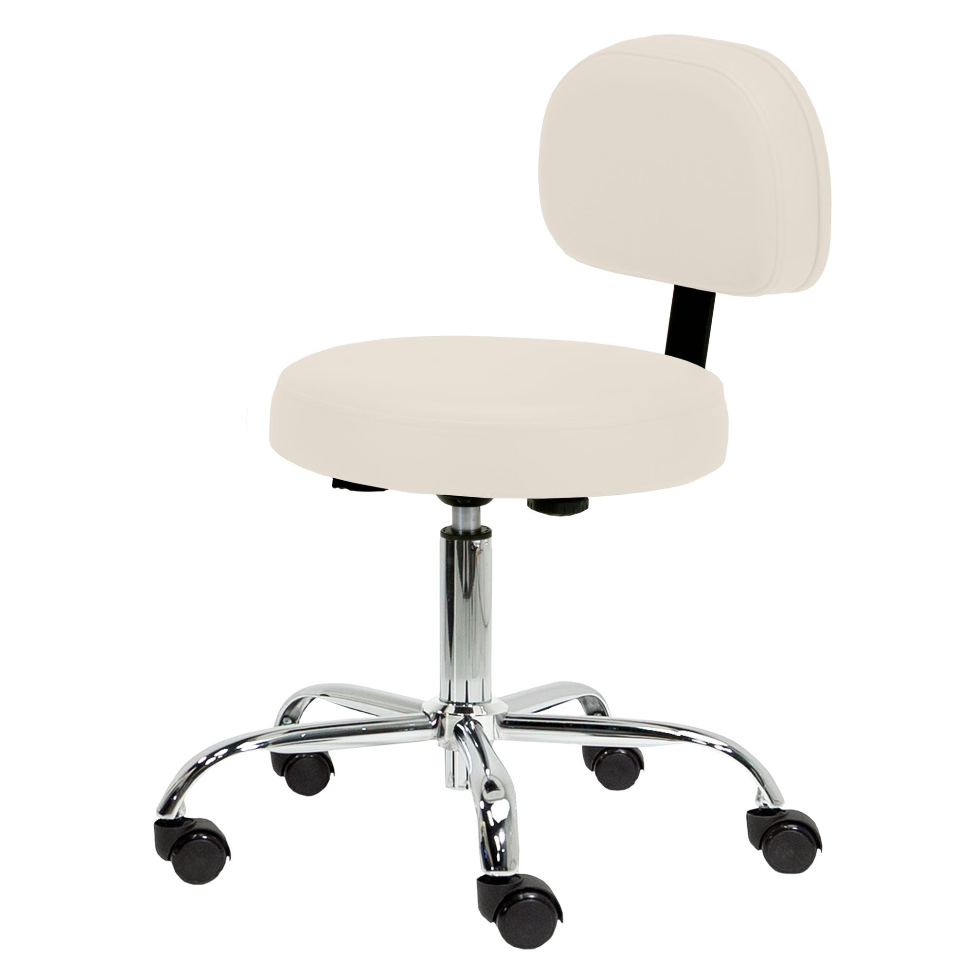 Pneumatic Rolling Stool w/ Back (19-26” / Standard height)
