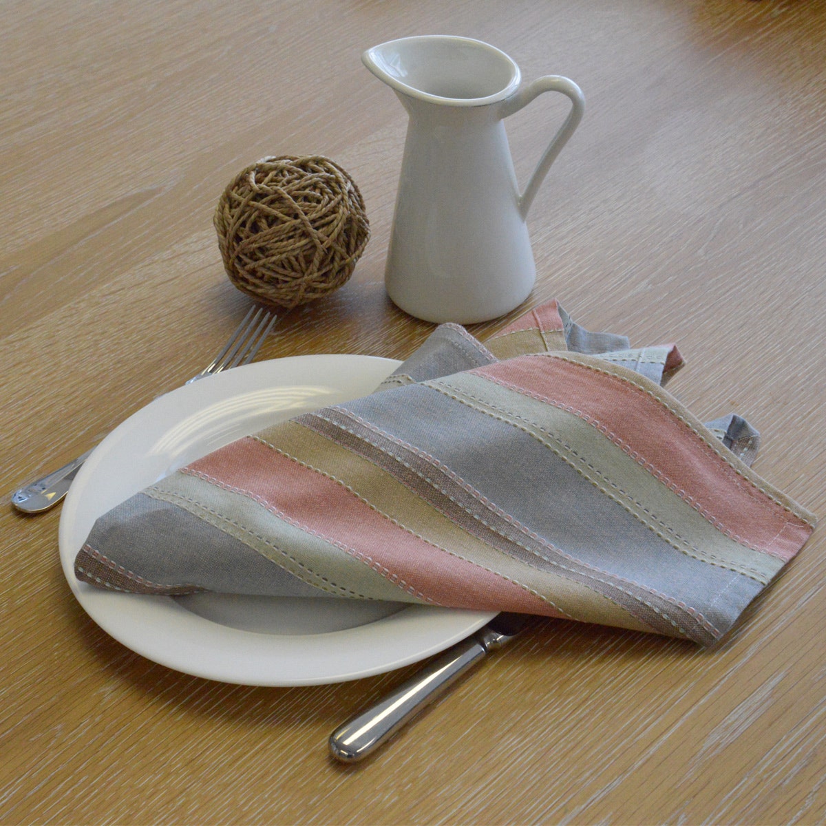 Camini Napkin 22"x23" 100% Cotton, Vat-Dyed, w/ Color Stripes