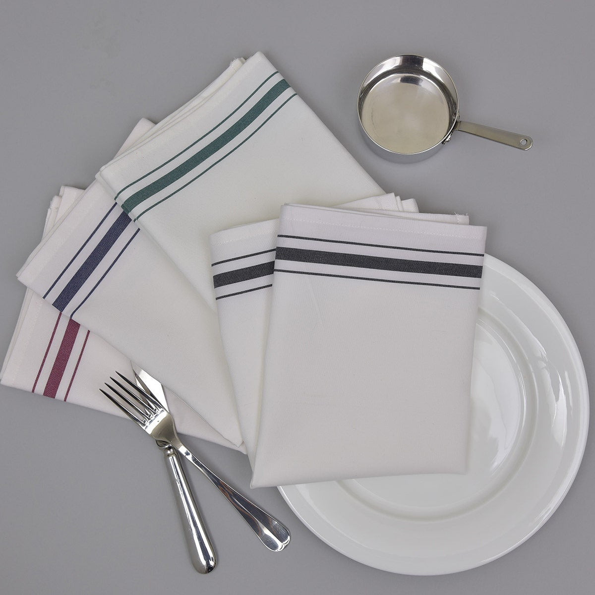 Regular Bistro Cotton Napkin 100% Cotton, White w/ Stripes