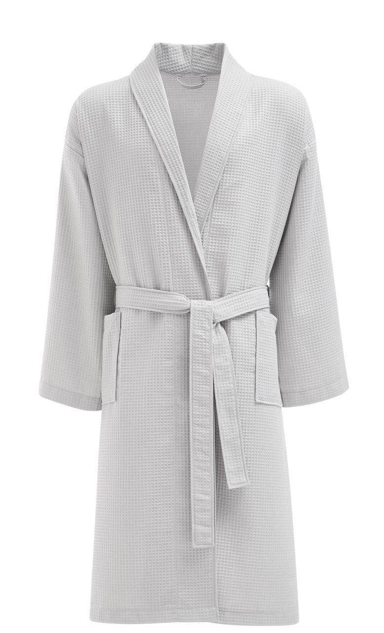 Pique Waffle Bathrobe, Grey