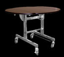Room Service Dining Table – Black Laminate Flip-Top with Swivel Casters