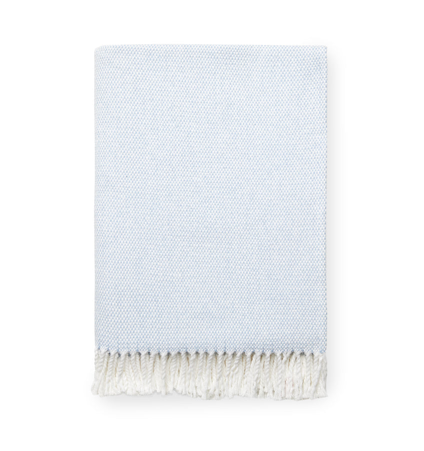 Terzo Throw Blanket 100% brushed cotton, basket weave twisted fring at short-end hems
