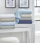 Corino Blanket 100% cotton, textural weave design, 1-inch turn hem, made in Portugal