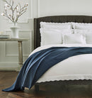 Allegra Blanket 100% cotton, textural weave design, 2-inch turn hem, made in Portugal