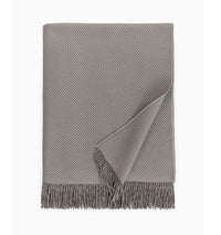 Bristol Throw Blanket 85% Pima Cotton/ 15% Alpaca, two-color basket weave with twisted fringe, made in Peru