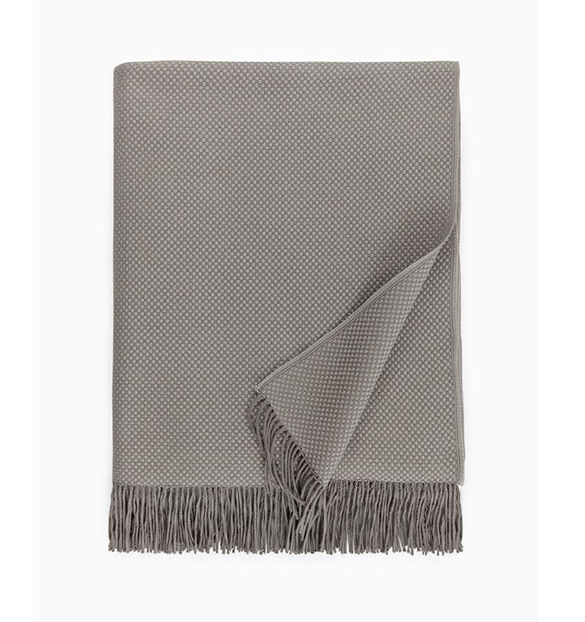 Bristol Throw Blanket 85% Pima Cotton/ 15% Alpaca, two-color basket weave with twisted fringe, made in Peru