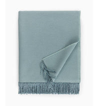 Bristol Throw Blanket 85% Pima Cotton/ 15% Alpaca, two-color basket weave with twisted fringe, made in Peru