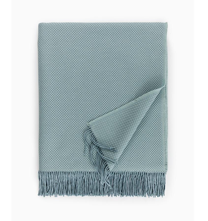 Bristol Throw Blanket 85% Pima Cotton/ 15% Alpaca, two-color basket weave with twisted fringe, made in Peru