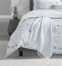 Terzo Throw Blanket 100% brushed cotton, basket weave twisted fring at short-end hems