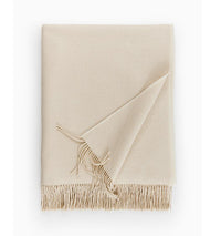 Bristol Throw Blanket 85% Pima Cotton/ 15% Alpaca, two-color basket weave with twisted fringe, made in Peru