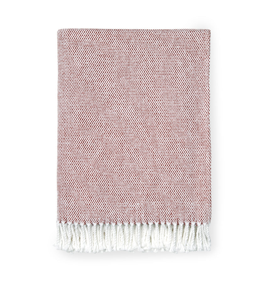 Terzo Throw Blanket 100% brushed cotton, basket weave twisted fring at short-end hems