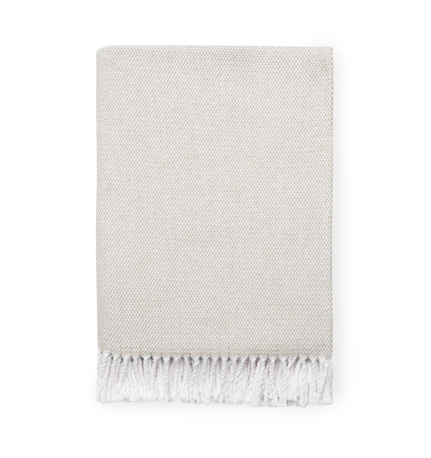 Terzo Throw Blanket 100% brushed cotton, basket weave twisted fring at short-end hems