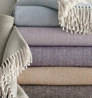 Celine Throw Blanket 100% brushed cotton , herringbone woven design brushed nap with twisted fringe, made in Portugal