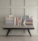 Celine Throw Blanket 100% brushed cotton , herringbone woven design brushed nap with twisted fringe, made in Portugal