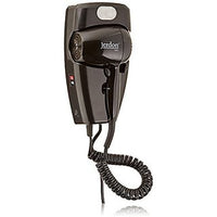 Wall Mount Hair Dryer 1600W, 2 Speeds, 2 Heat Settings, LED Night Light, Black, Auto Off, Plug In