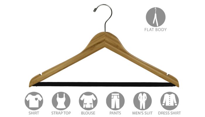 17" Bamboo Suit Hanger W/ Suit Bar & Notches