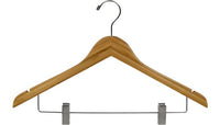 17" Bamboo Combo Hanger W/ Clips & Notches