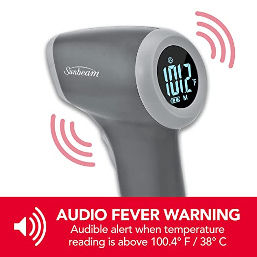 Sunbeam INFRARED NO TOUCH FOREHEAD GUN THERMOMETER with Rapid Read Technology with batteries