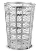 45 Gal. Wire Mesh Round Outdoor Trash Can, Galvanized Steel