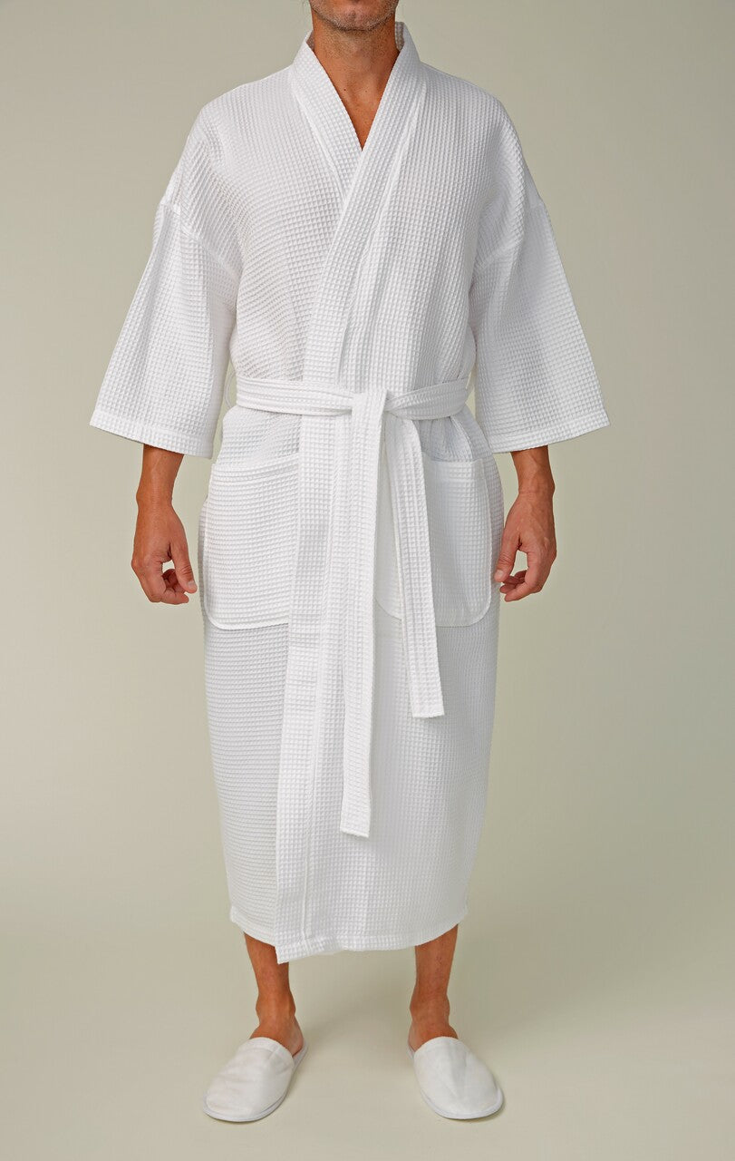Lightweight Square Waffle Kimono Bathrobe