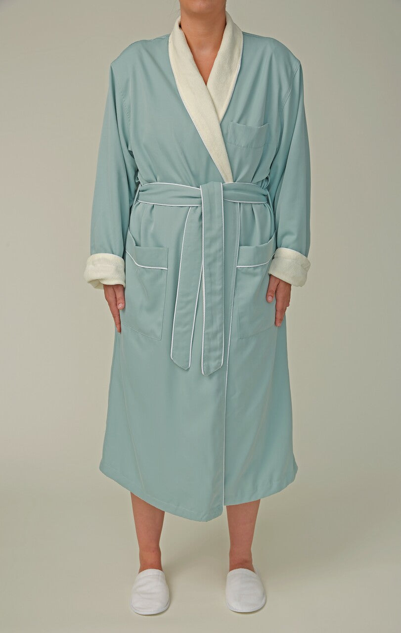 Microfiber Shawl Bathrobe, Terry Lined