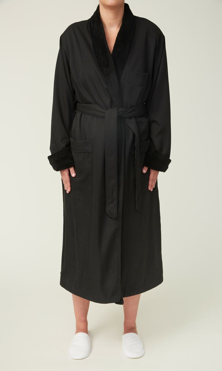 Microfiber Shawl Bathrobe, Plush Lined