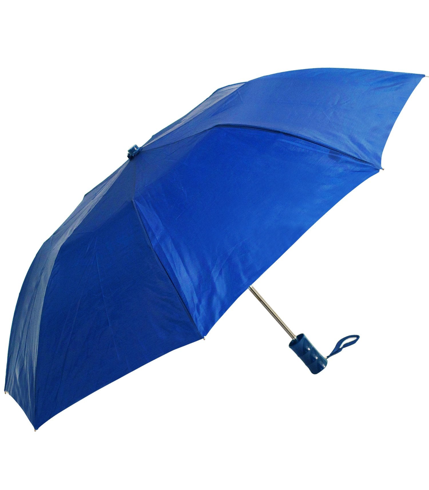 Budget Umbrella 42" arc, polyester fabric with a matching sleeve and features an automatic opening, matching plastic handle and folds down to 15″ in length