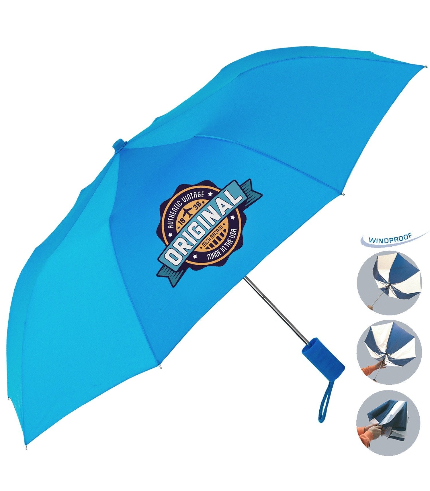 The Revolution Umbrella 42" arc, nylon on a wind reflex frame features an automatic opening and machine tips