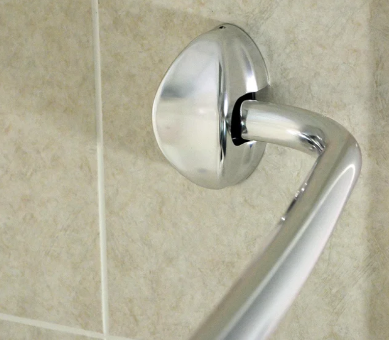 60" Satin Stainless Steel Curved Shower Rod With Flanges Included. Usa Made