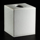 Boutique Tissue Box in White Matte Moc Croc Leatherette