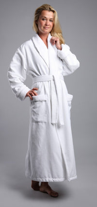 Diamond Waffle Shawl Bathrobe, Plush Lined