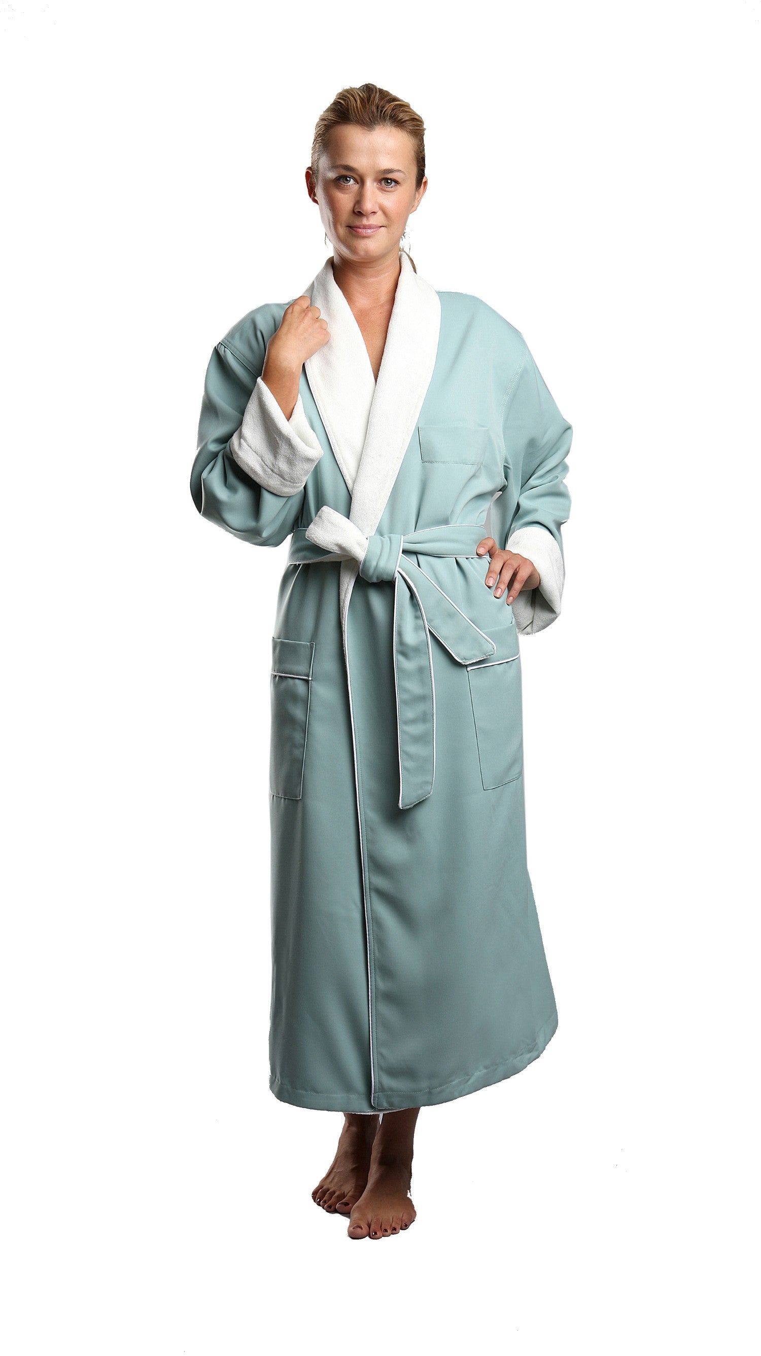 Microfiber Shawl Bathrobe, Terry Lined