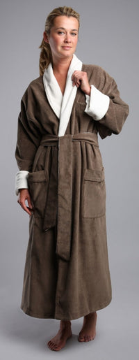 Corduroy Microfiber Shawl Bathrobe, Plush Lined