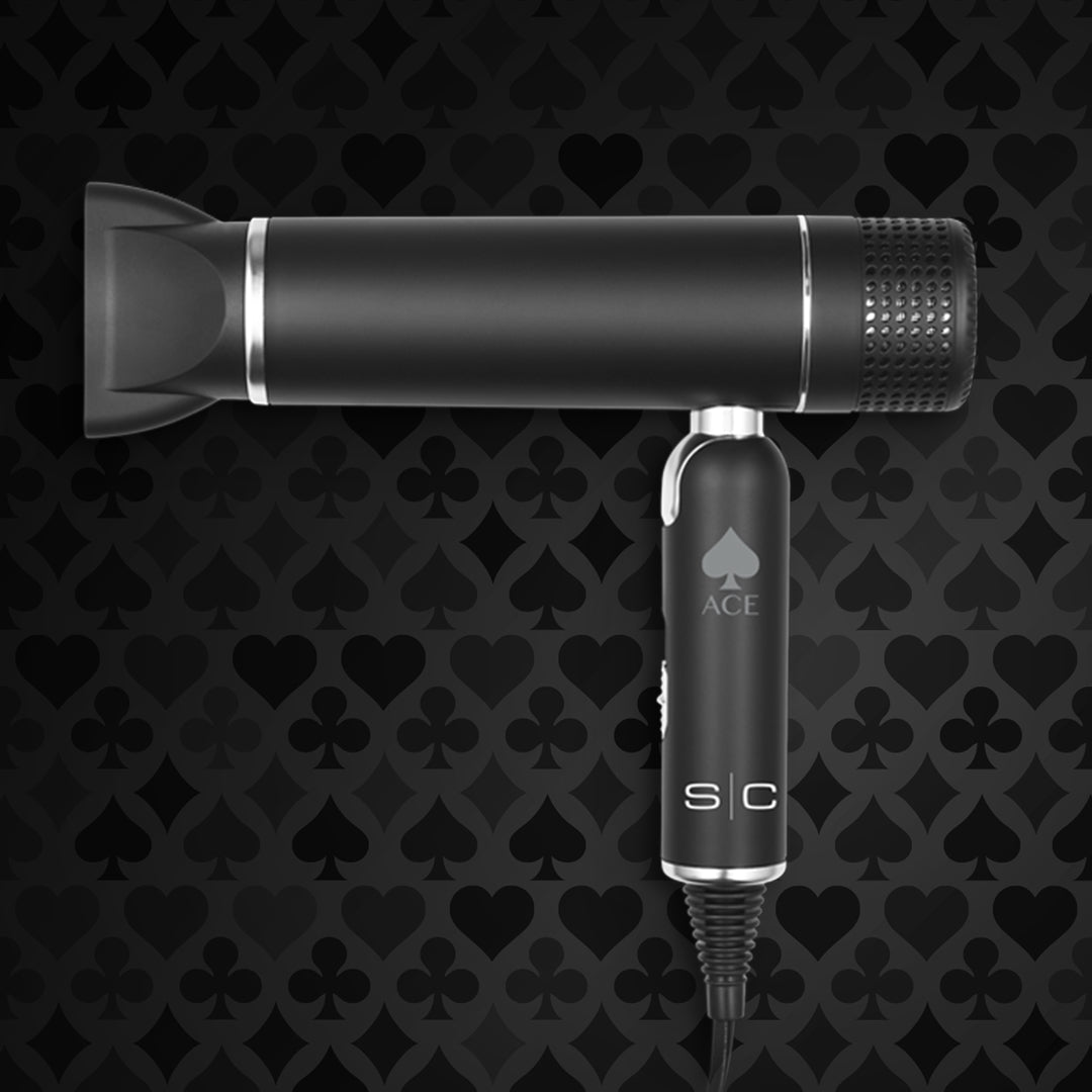 Ace Professional Lightweight Foldable Hair Dryer, 3 Heat and 2 Speed Settings, 1600 Watt
