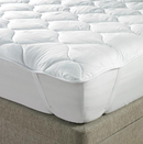 Mattress Topper, Anchor Band 2" Elastic Band, Poly/Cotton top & bottom with quilted single onion pattern. 24 oz of lofty polyester fill per sq/yd. Deep pocket skirting available.