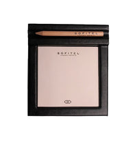 Notepad Holder, 3.4"x3.4" Paper, Faux Leather & Wood