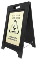 Wet Floor Sign, Black with Brass