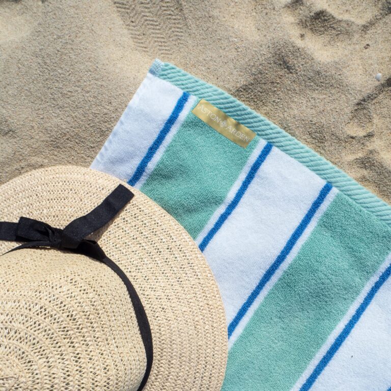 Pool Towel, 100% Cotton, 25#, Pinstripe