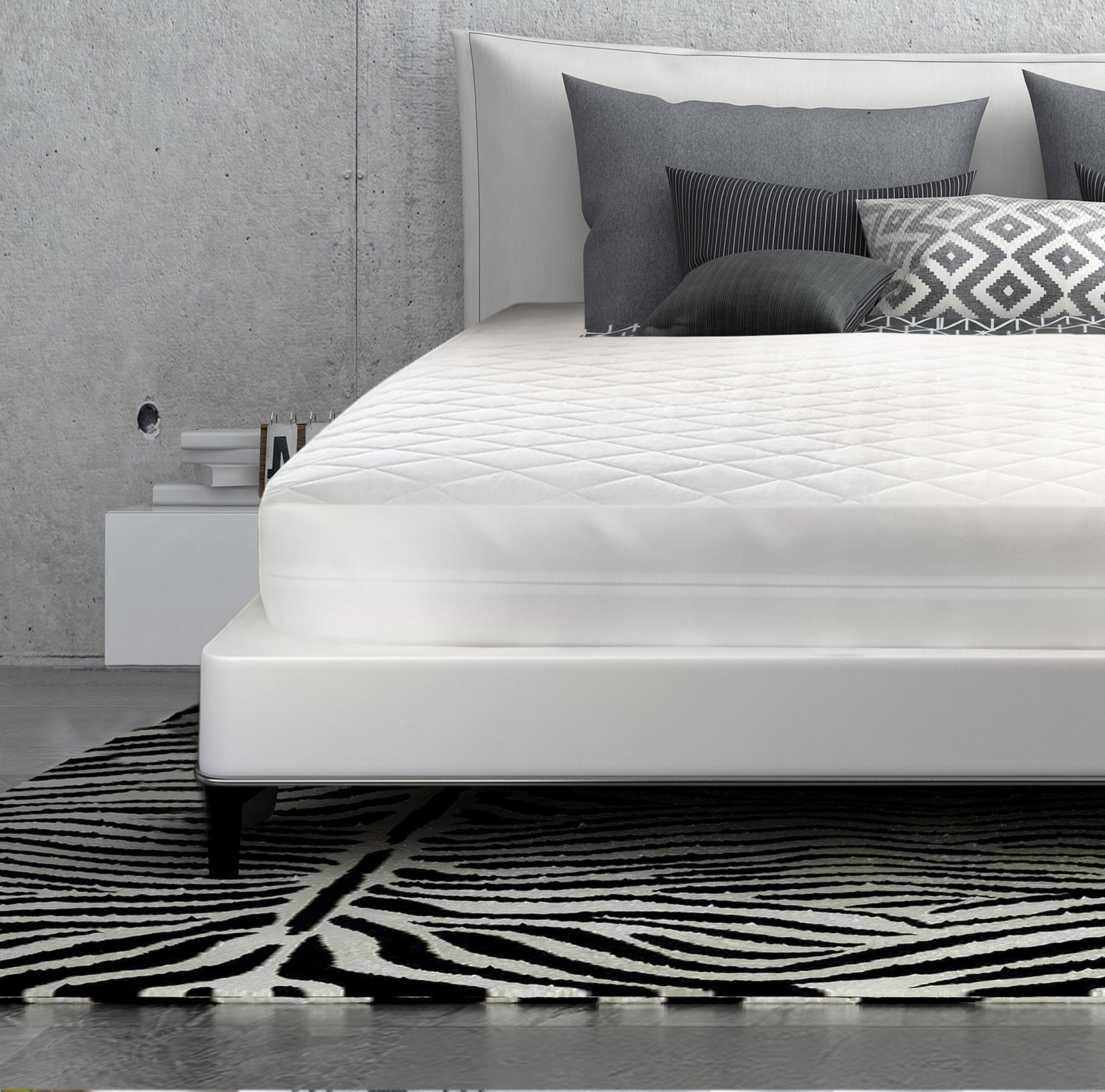 Bed Bug Quilted Mattress Encasement  W Built In Pad/ Zipper & Velcro, Top: 80 Gsm Microfiber; Filling 140 Gsm; Back: 40 Gsm Non Woven + Tpu 0.02; All Other Sides Are 100% Micro Polyester