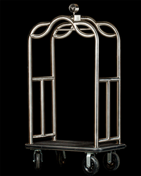 Custom Logo Bellman Cart – Brushed Stainless with Pneumatic Wheels, 44x24x77"