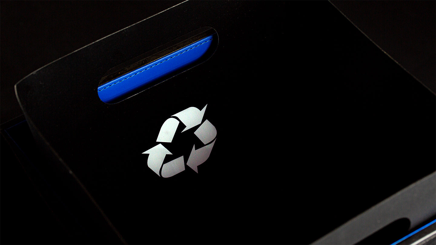 Dual Recycle Wastebasket – 8.47 x 13.4 x 11.42" Black Leatherette