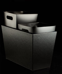 Dual Recycle Wastebasket – 8.47 x 13.4 x 11.42" Black Leatherette